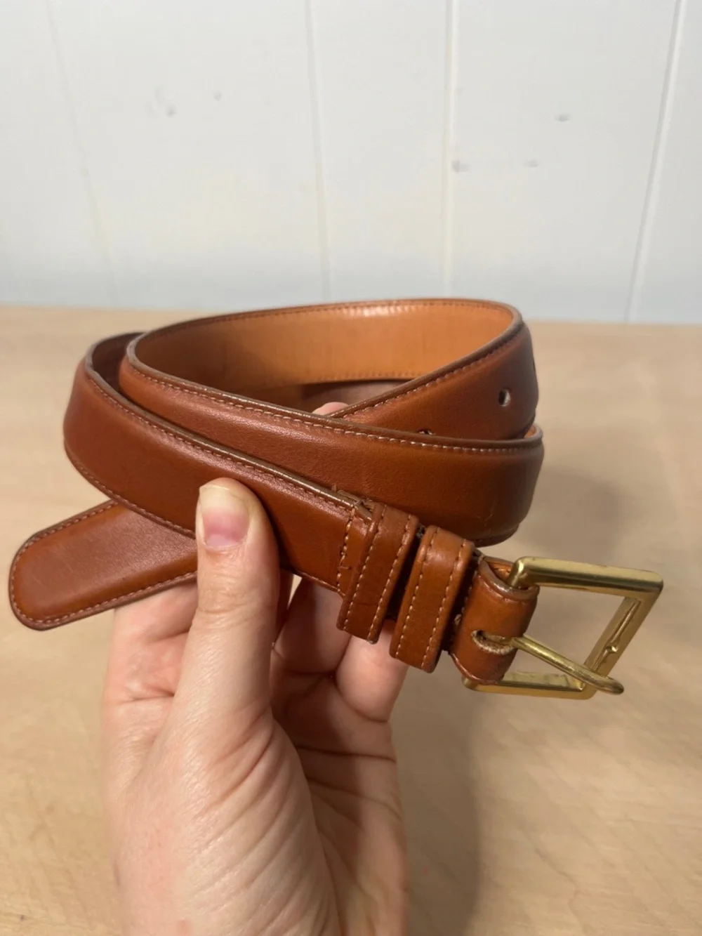 Coach British Tan Leather Belt with Brass Buckle Size 32